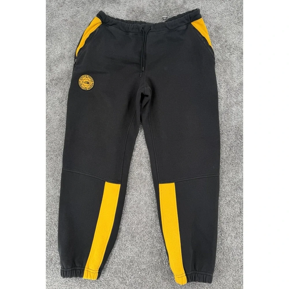 The North Face Heritage Athletics Fleece Jogger Sweatpants Men's L Black Gold